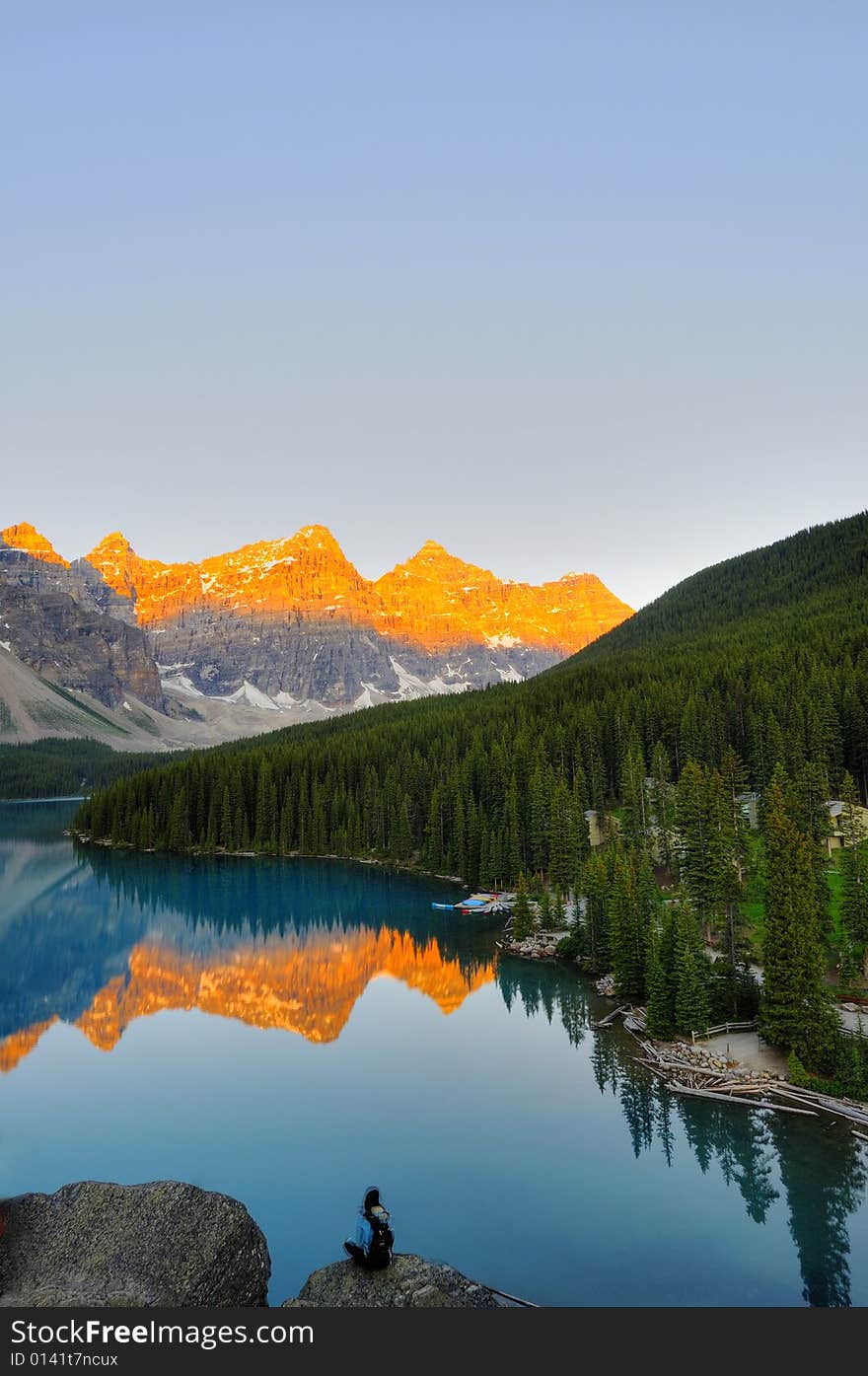 Classic view of world famous Lake Moraine, Banff, Canada. Classic view of world famous Lake Moraine, Banff, Canada