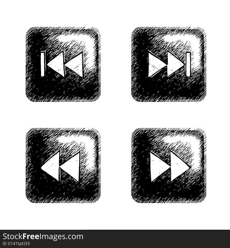 Sketchy style buttons for multimedia interface. Sketchy style buttons for multimedia interface.