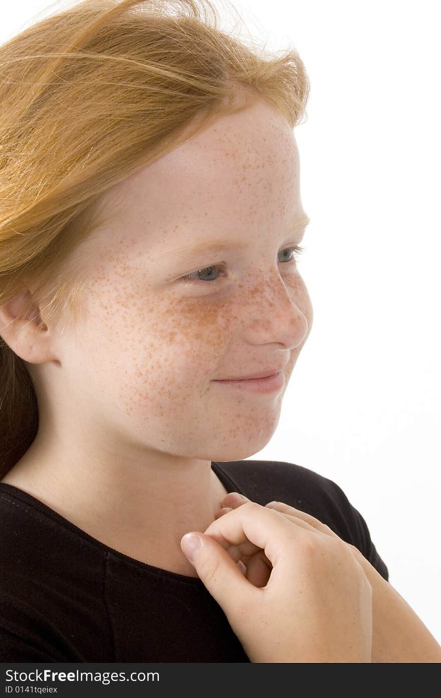 Portrait of young smiling girl isolated on white background