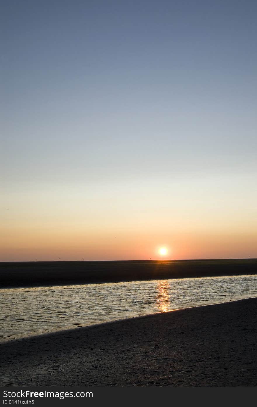 Sunrise on the beach on ameland