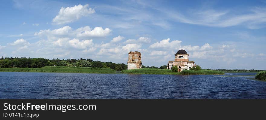 Church in Dnipro river