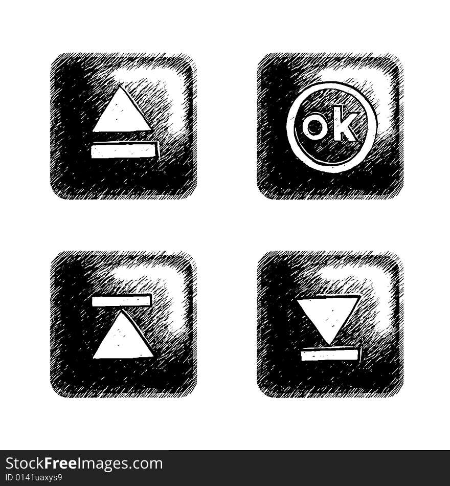 Sketchy style buttons for multimedia interface. Sketchy style buttons for multimedia interface.