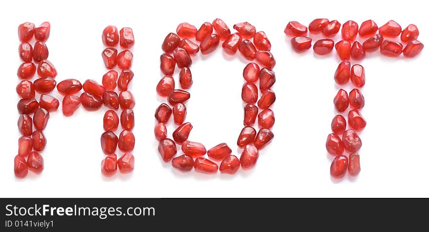 English red pomegranate letters hot