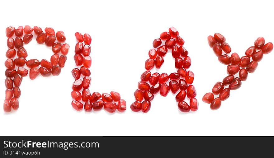 English red pomegranate letters play