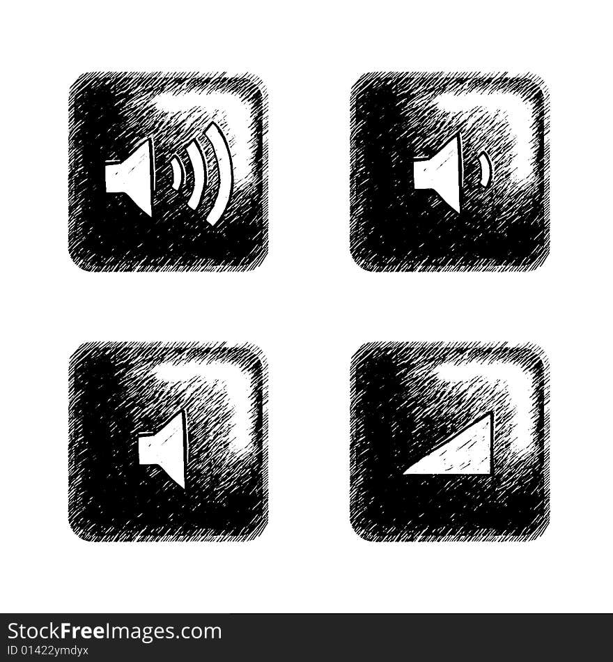 Sketchy style buttons for multimedia interface. Sketchy style buttons for multimedia interface.