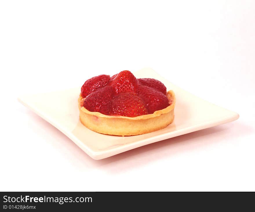 Strawberry cake on white background. Strawberry cake on white background