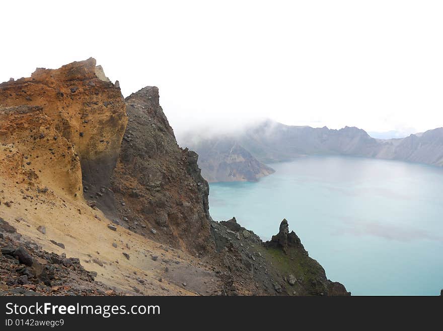 Tianchi (Heaven Lake) of Changbaishan (Changbai Mountains or Baekdu) in Jilin Province, China. Tianchi (Heaven Lake) of Changbaishan (Changbai Mountains or Baekdu) in Jilin Province, China.