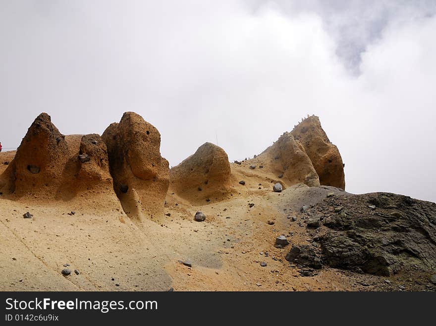 Huge rocks beside Tianchi (Heaven Lake) of Changbaishan (Changbai Mountains or Baekdu) in Jilin Province, China. Huge rocks beside Tianchi (Heaven Lake) of Changbaishan (Changbai Mountains or Baekdu) in Jilin Province, China.