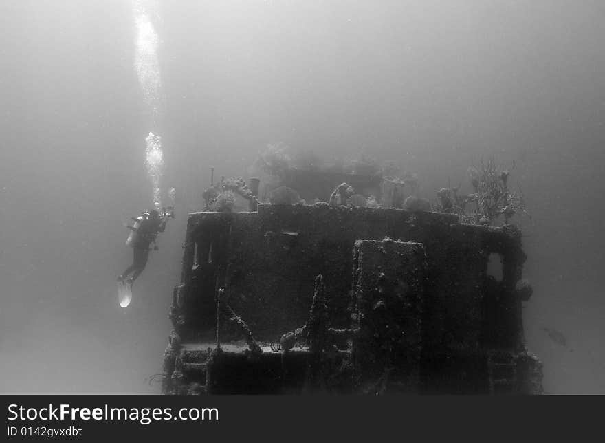 Underwater wreck of the price albert covered with coral