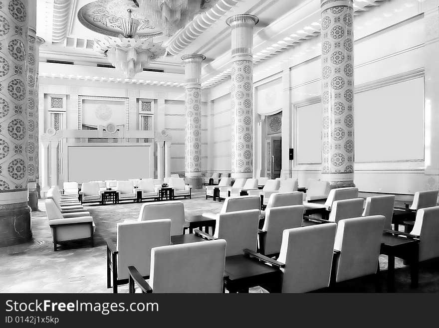 A large-scale meeting room in the Great Hall of the people. In Beijing China. A large-scale meeting room in the Great Hall of the people. In Beijing China.