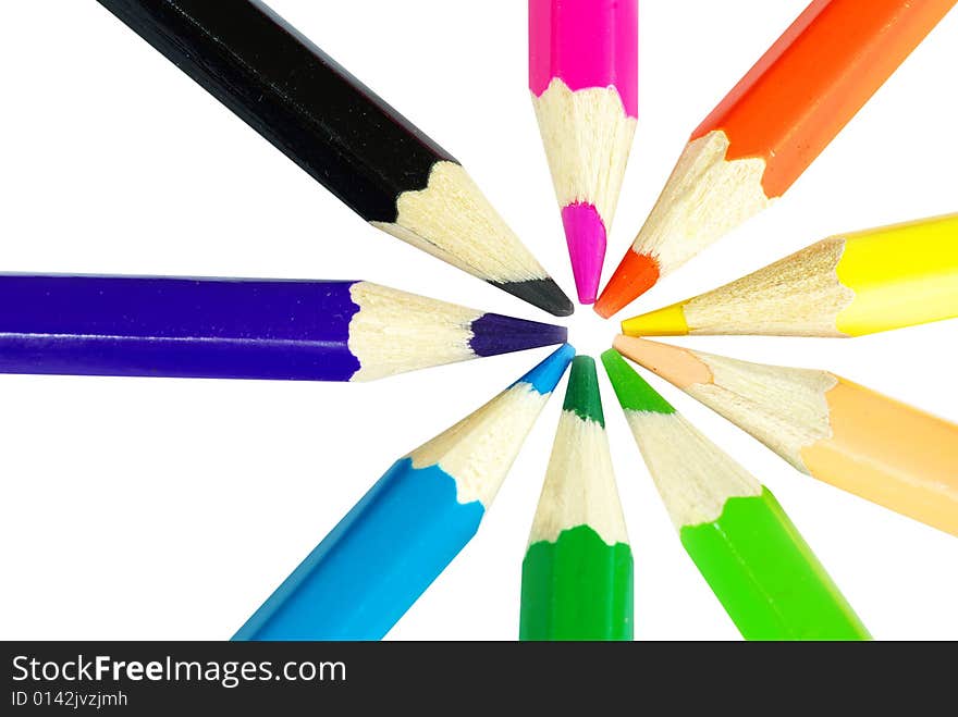 Color pencils isolated on a white background