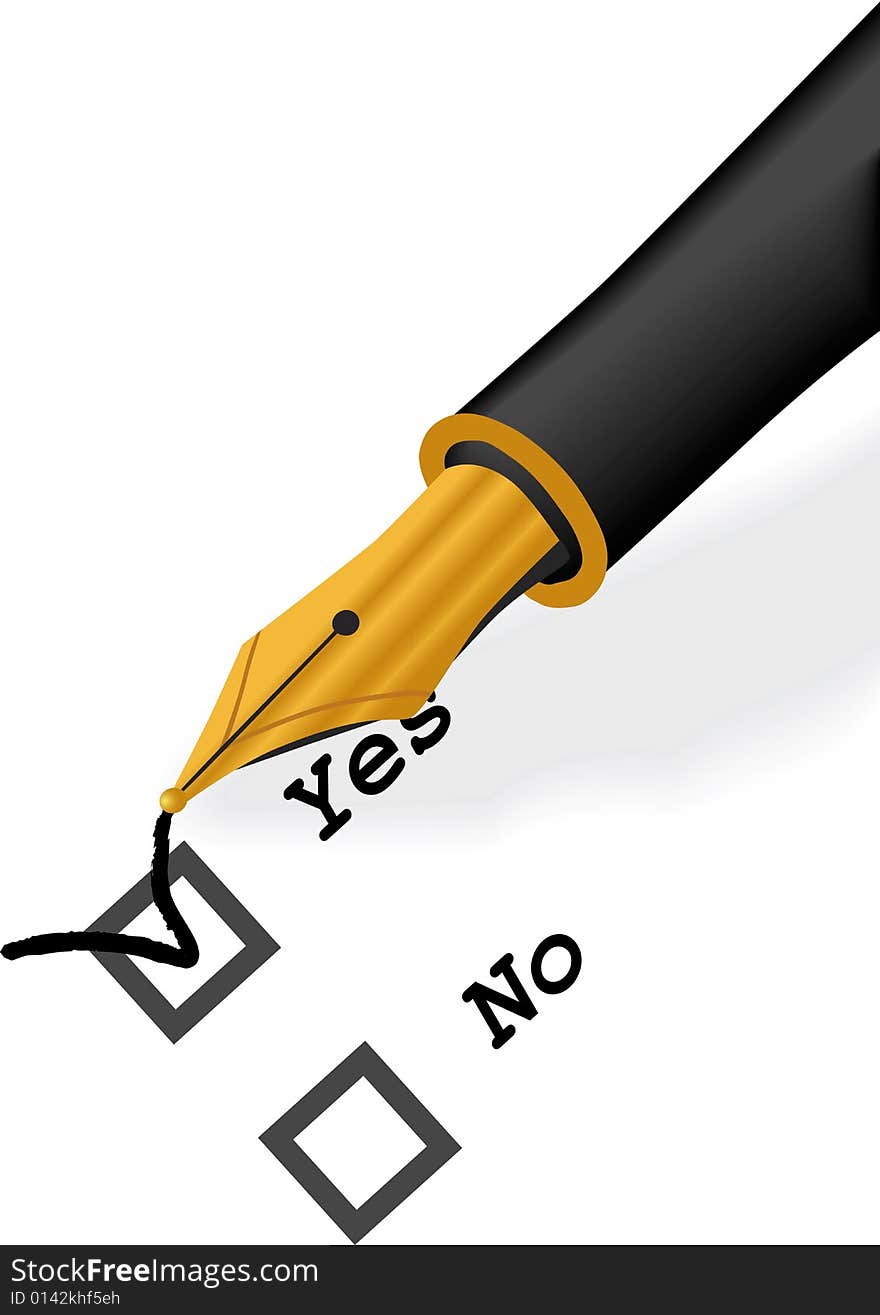 Gold Pen choosing in Checkbox. Gold Pen choosing in Checkbox