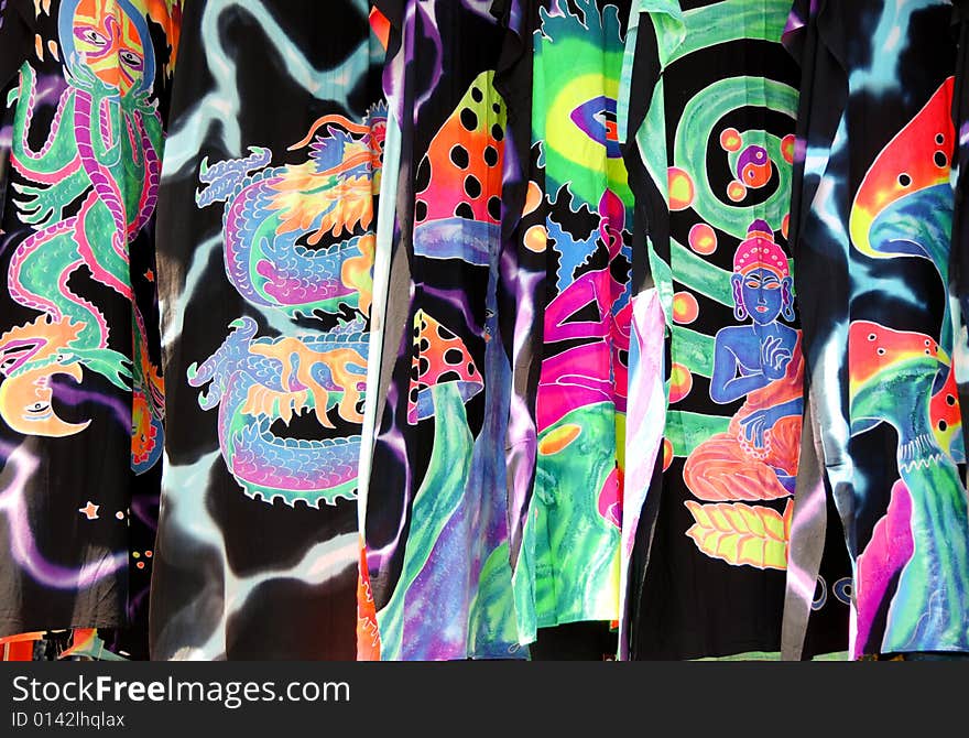 Colorful dresses outside a store in Athens. Colorful dresses outside a store in Athens