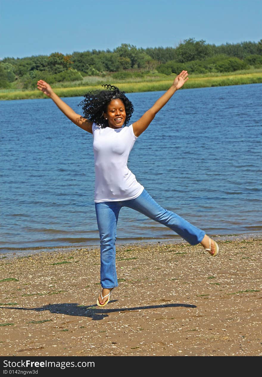 Young woman outdoors in summer. Young woman outdoors in summer