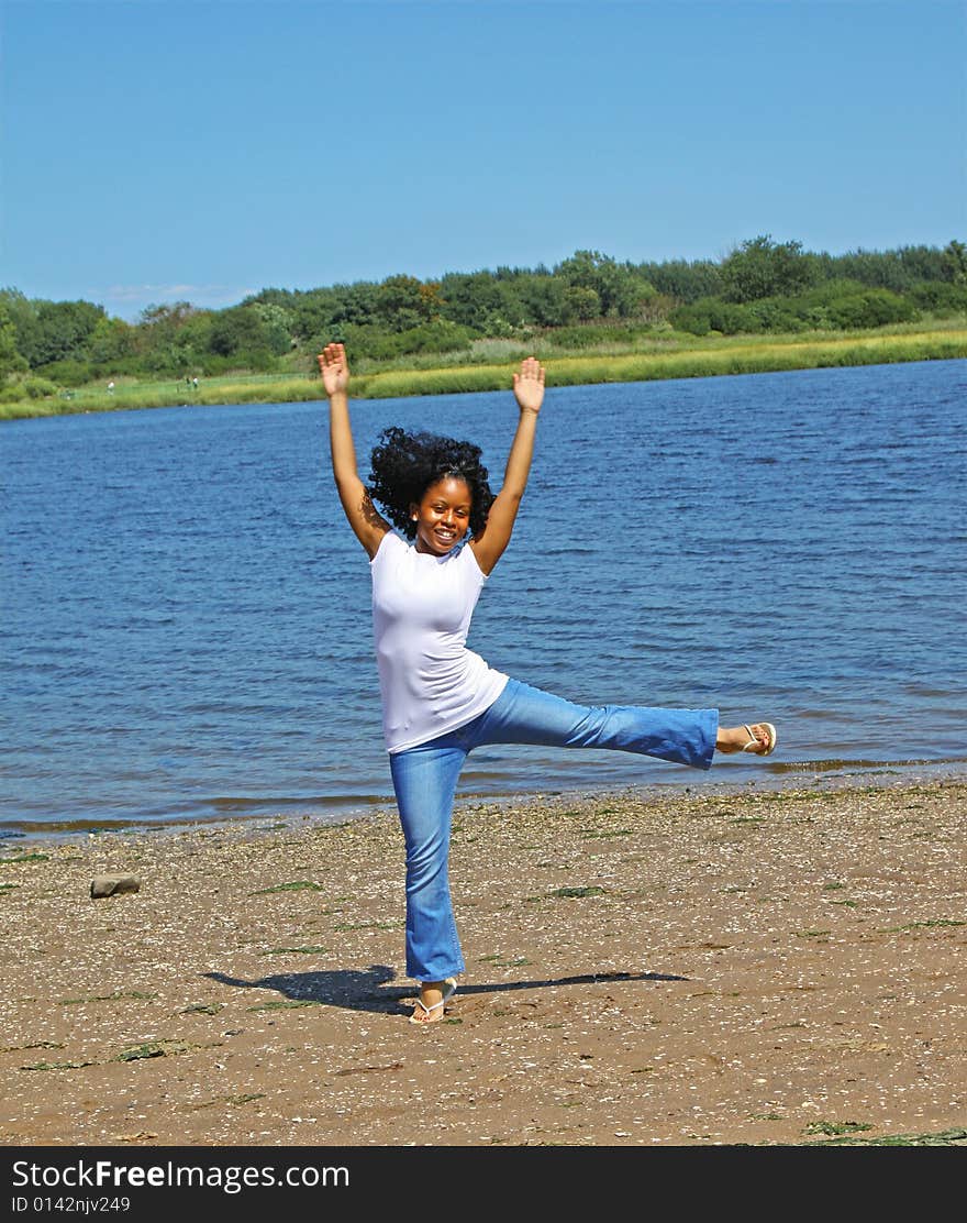 Young woman outdoors in summer. Young woman outdoors in summer