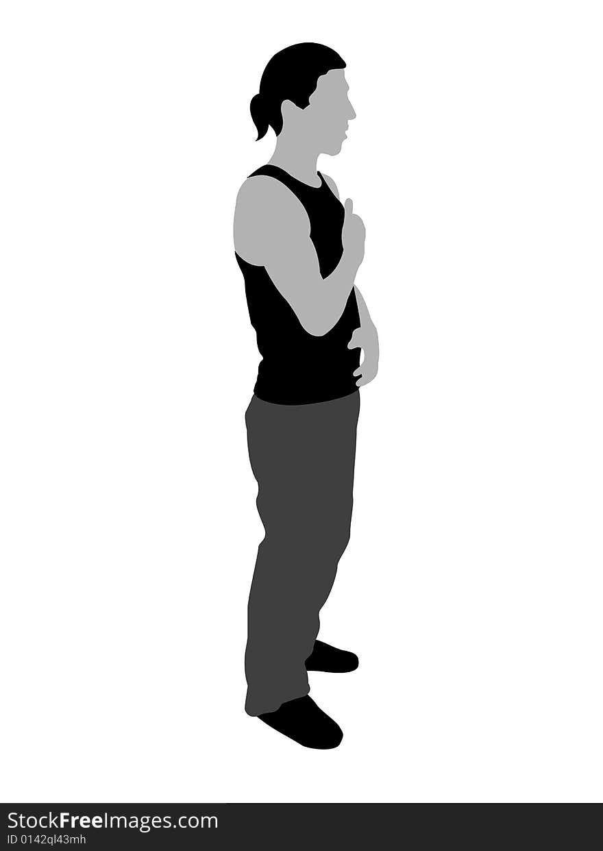 Silhouette of male standing on isolated background. Silhouette of male standing on isolated background