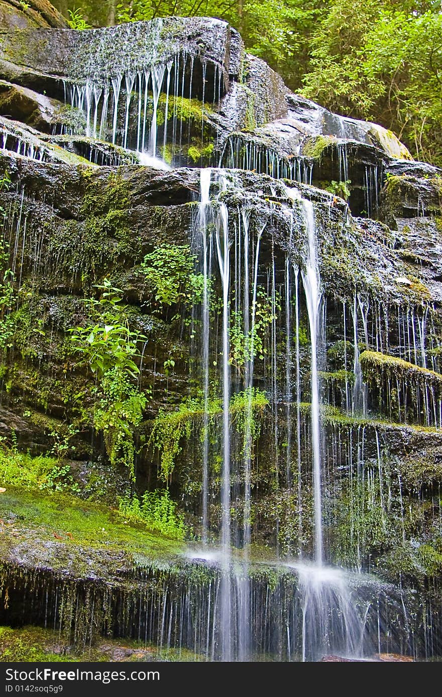 Waterfall in  mountains