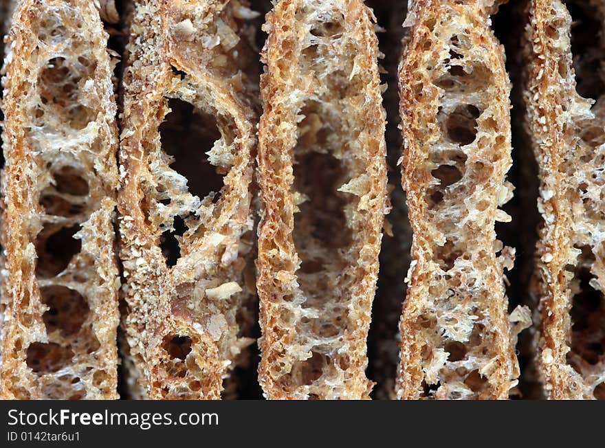 Bread crisps in a cut