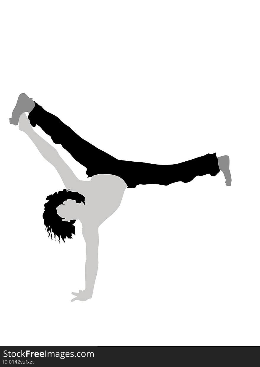 Man exercising gymnastics on white background