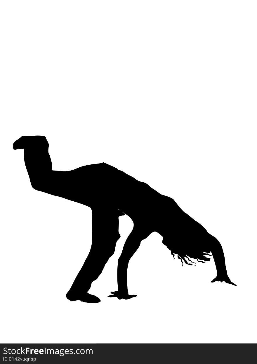 Man doing  handstand on white background