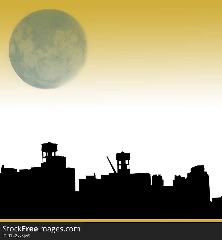 Brooklyn with moon background graphic. Brooklyn with moon background graphic