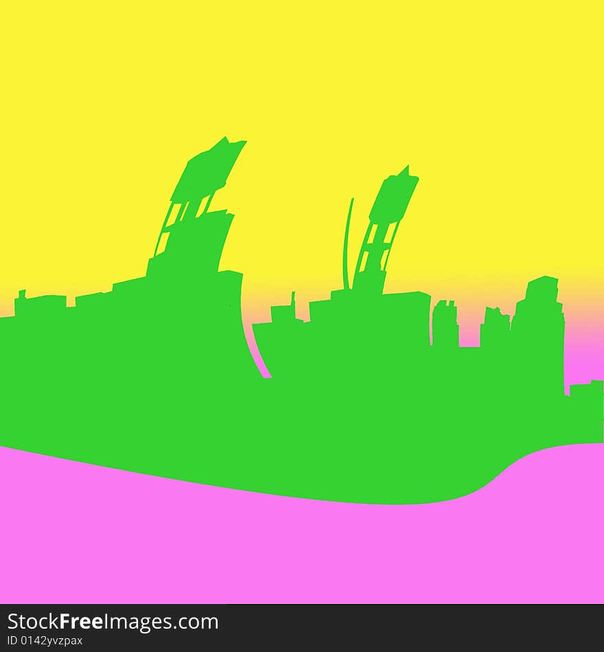 Brooklyn panorama background in reggae colors. Brooklyn panorama background in reggae colors