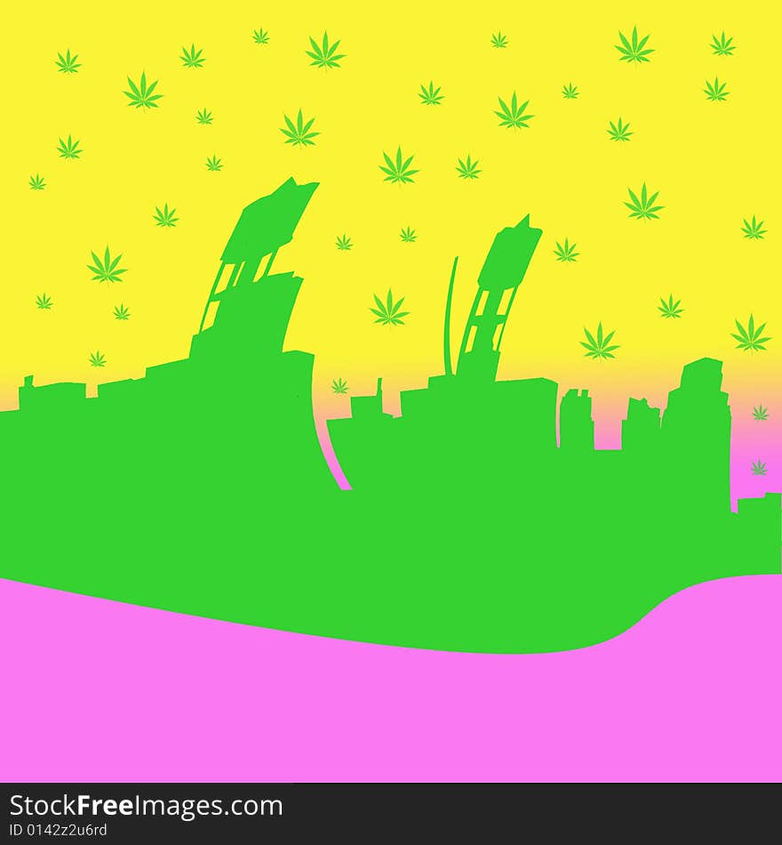 Brooklyn panorama background in reggae colors. Brooklyn panorama background in reggae colors