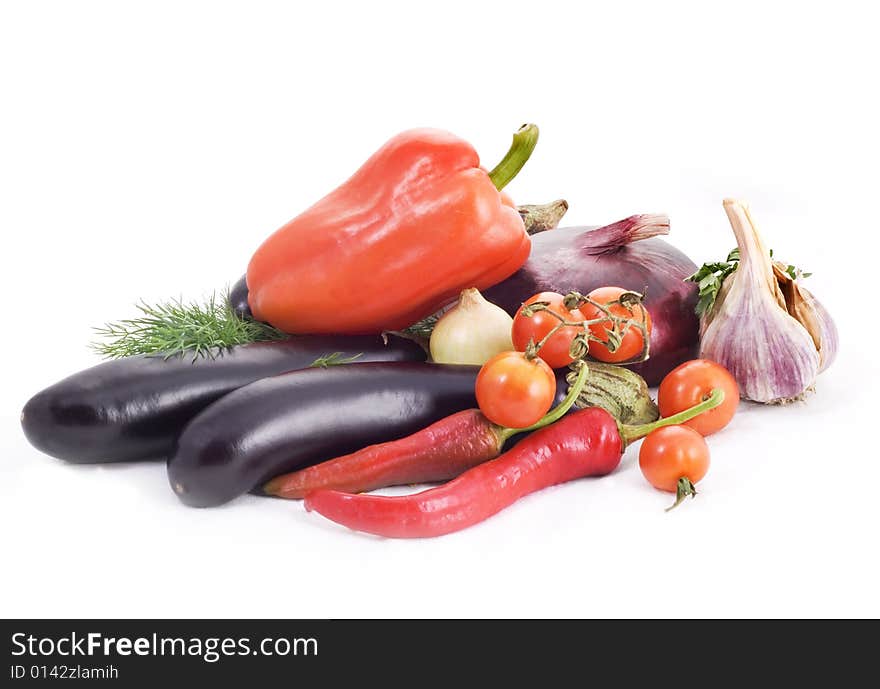 Still life. Vegetables on white background