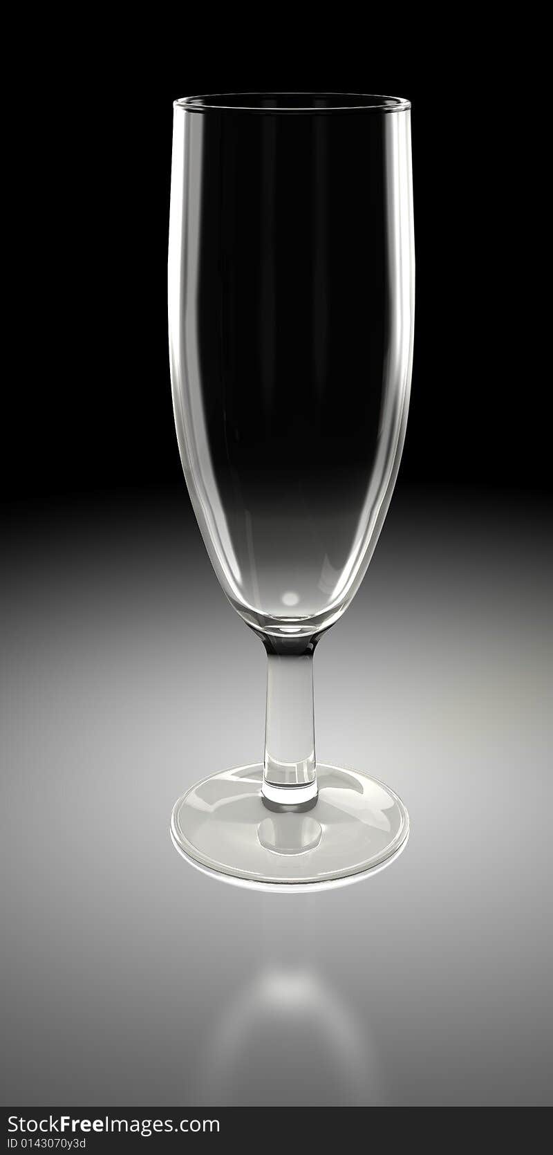 Lonely glass on black background