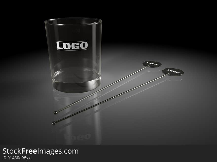 Black stirred and alcohol glass