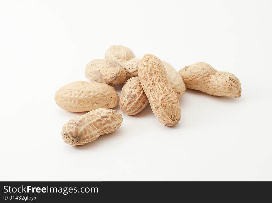 Group of peanuts isolated on white background. Group of peanuts isolated on white background