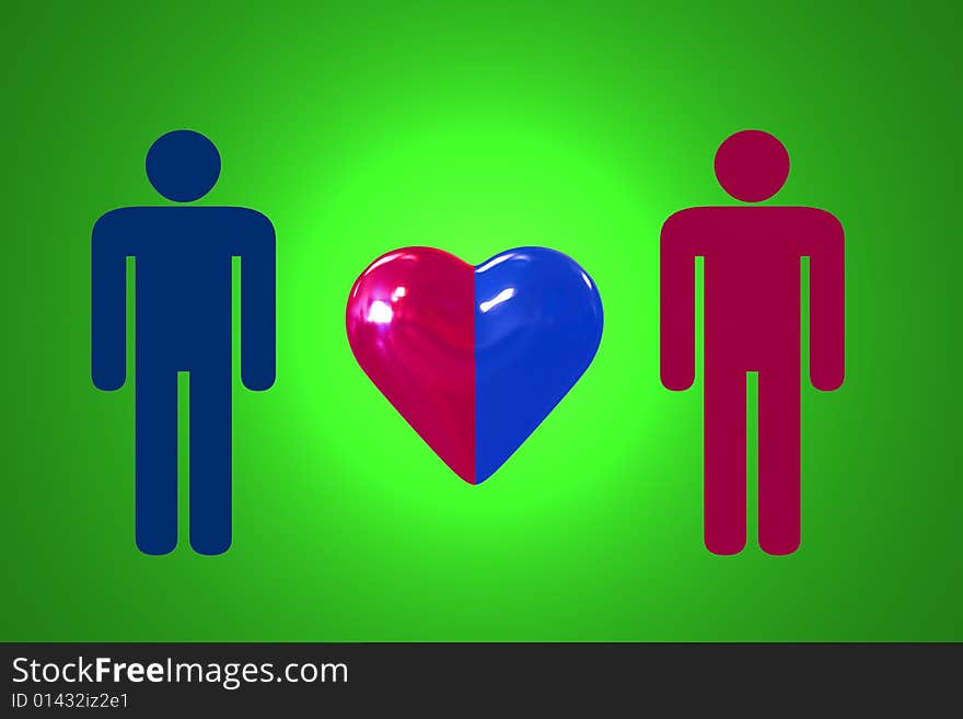 Couple with heart symbol - illustration