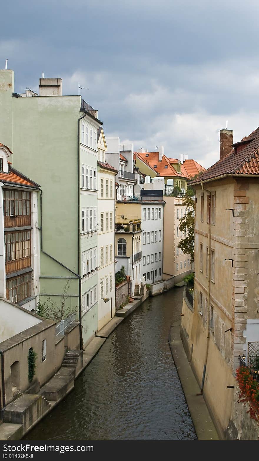 Water canal looking like a street in Praha. Water canal looking like a street in Praha