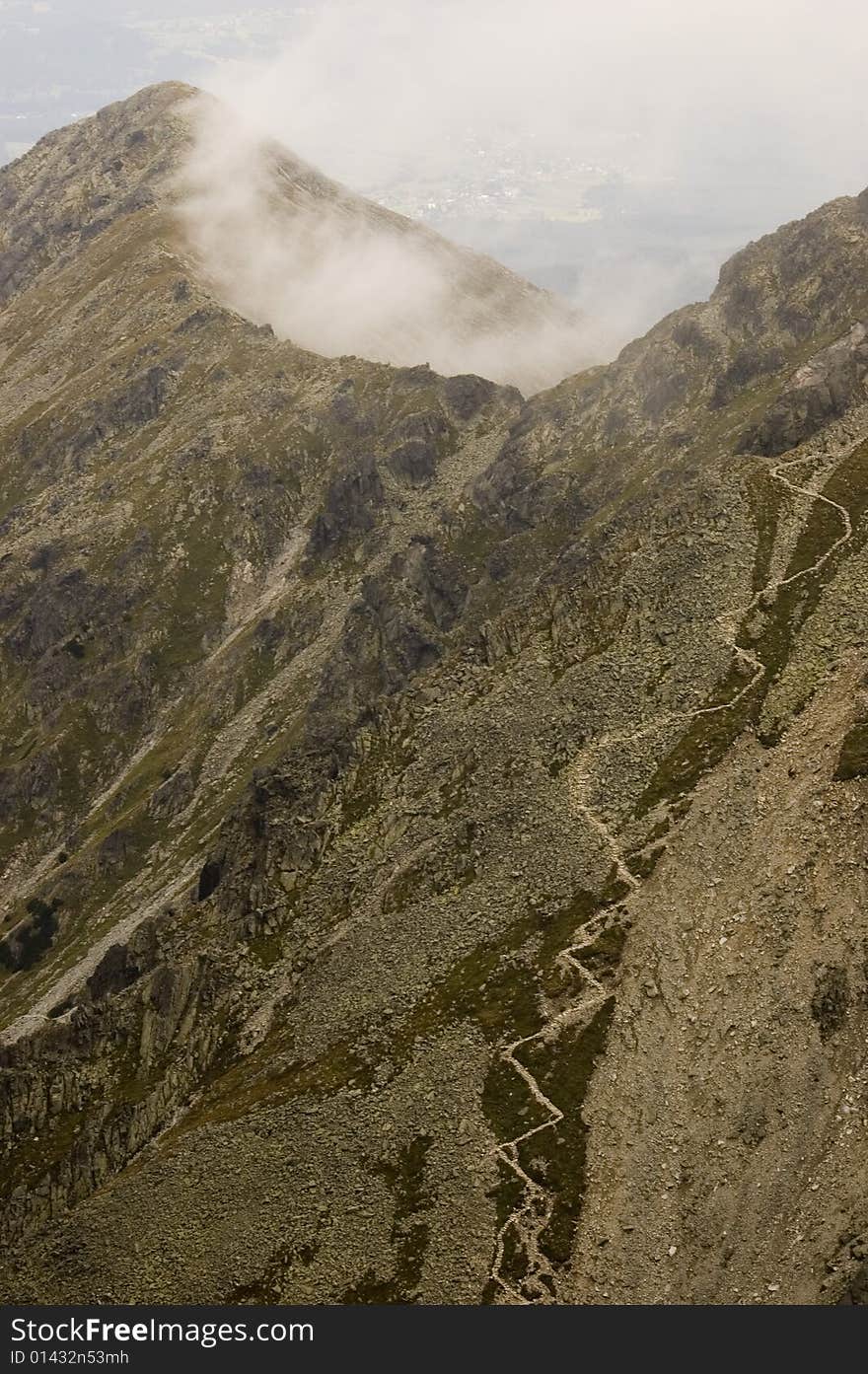 View of Polish Tatra mountains from the top of Kozi Wierch (Orla Perc)