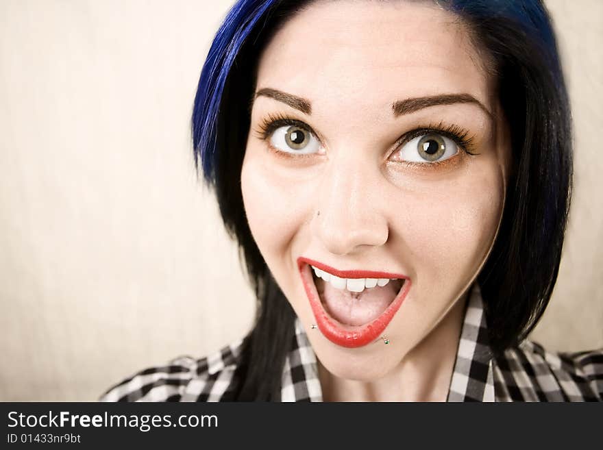 Wide Angle Portrait of a Cute Rockabilly Girl