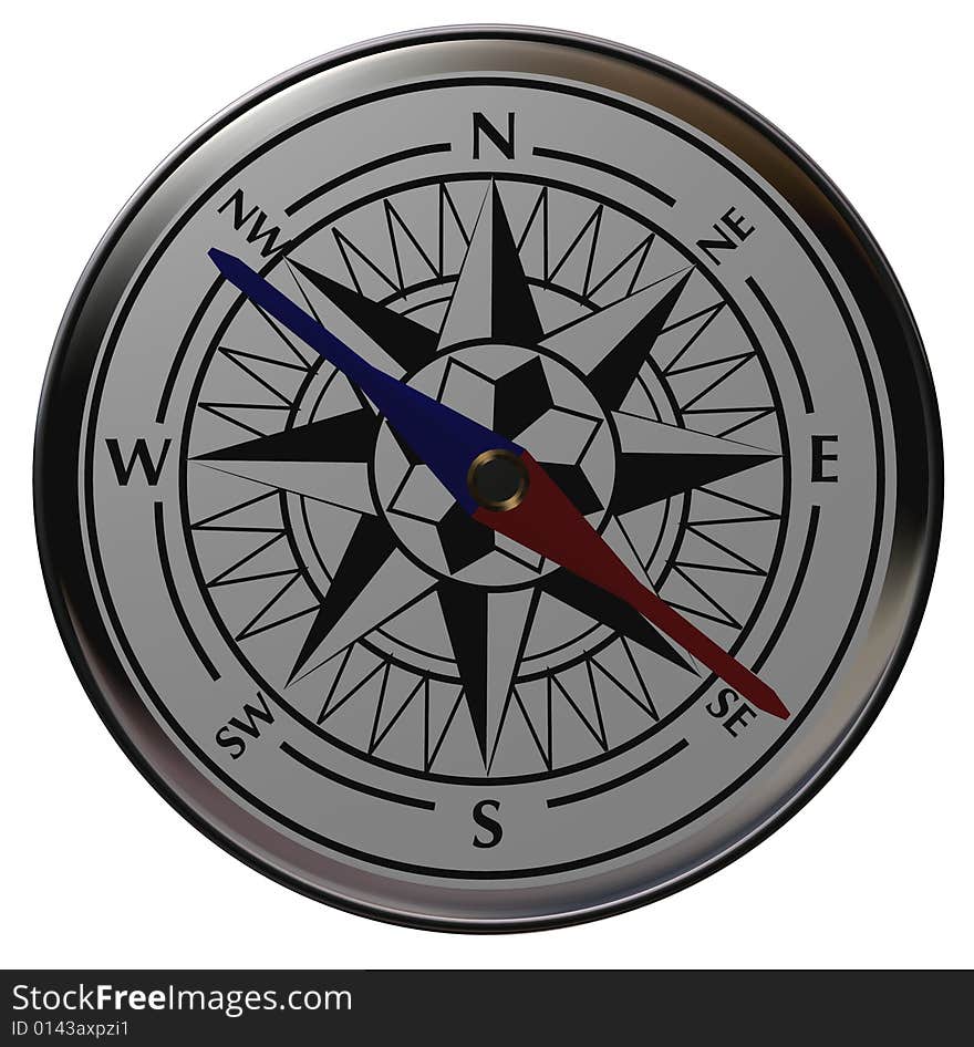 Crome compass on white background - path included