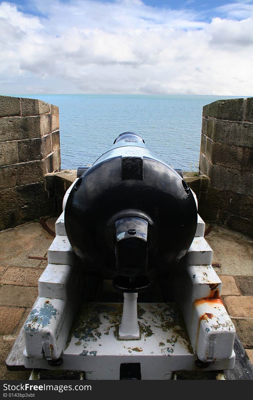 A canon at Carrickfergus castle overlooking the lough. A canon at Carrickfergus castle overlooking the lough