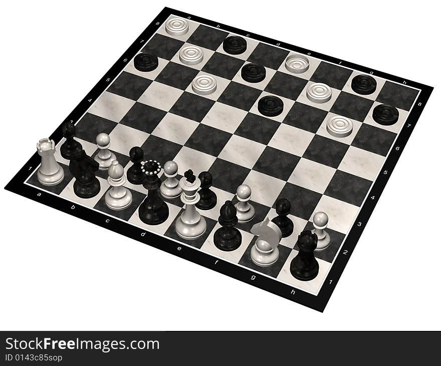 Unusual 3D Game Chess and Checkers Set