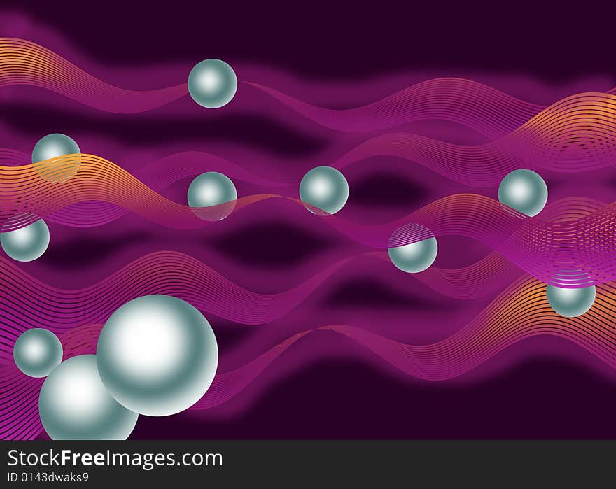 Purple Swirls and Aqua Pearls are Featured in an Abstract Background Illustration. Purple Swirls and Aqua Pearls are Featured in an Abstract Background Illustration.