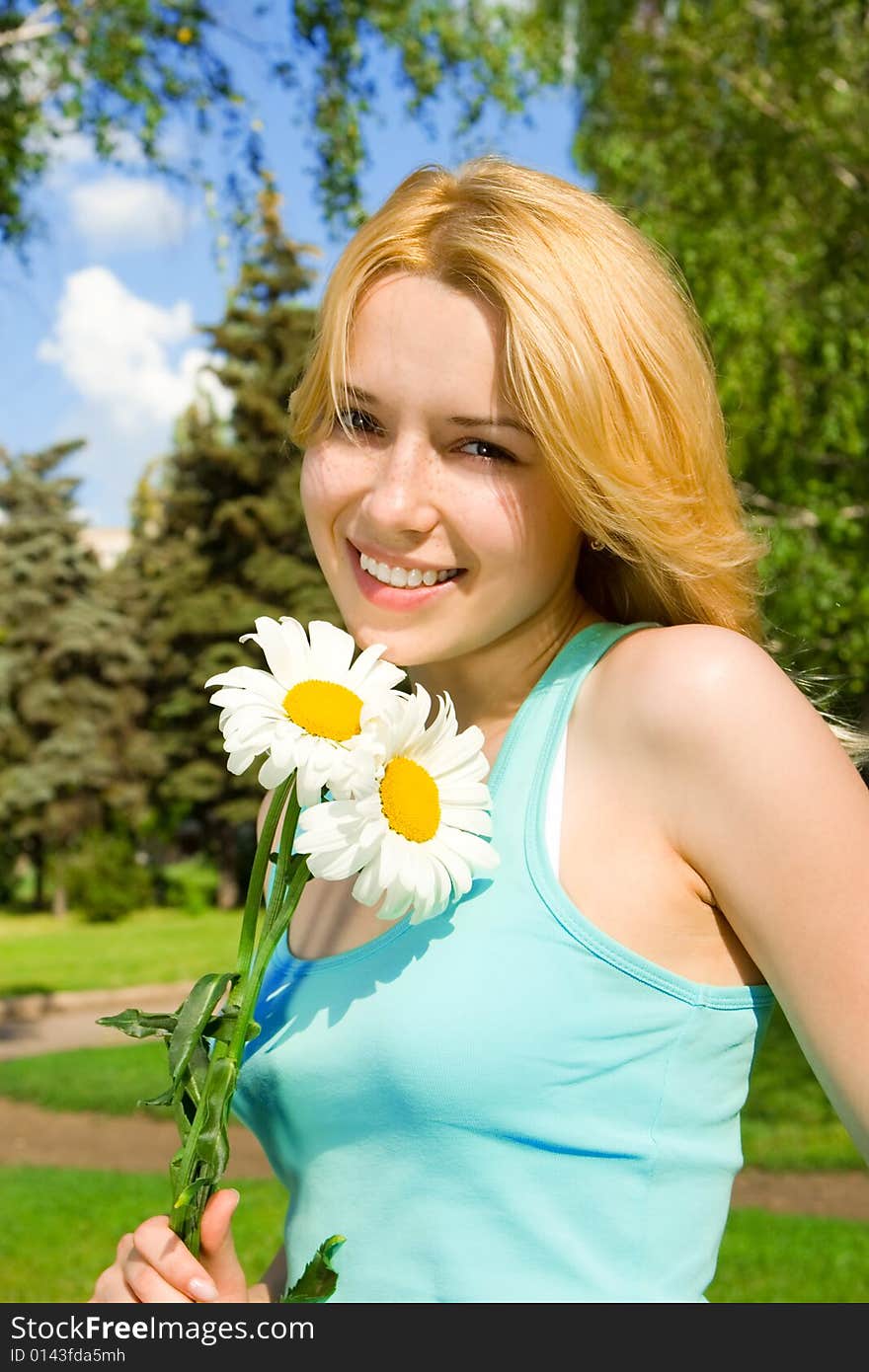 Fun woman rest in the park