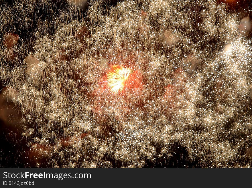 Abstract fireworks lights resembling galaxy stars, with explosion in the center. Abstract fireworks lights resembling galaxy stars, with explosion in the center.