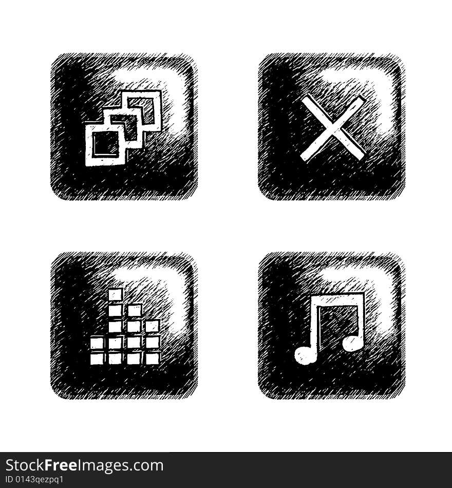 Sketchy style buttons for multimedia interface. Sketchy style buttons for multimedia interface.