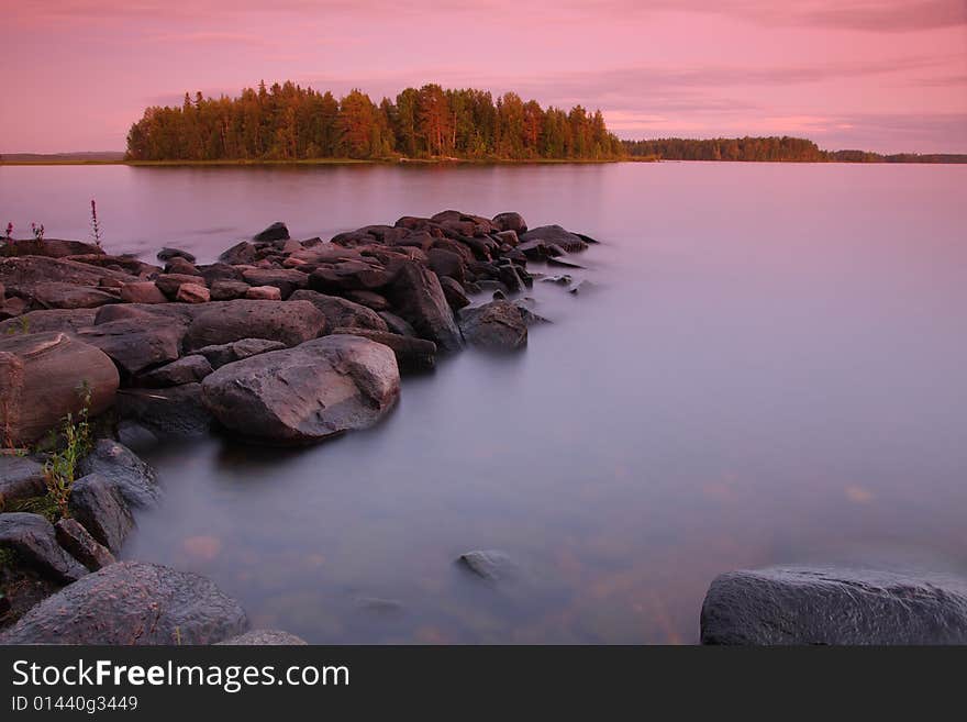 Sunset by the lake