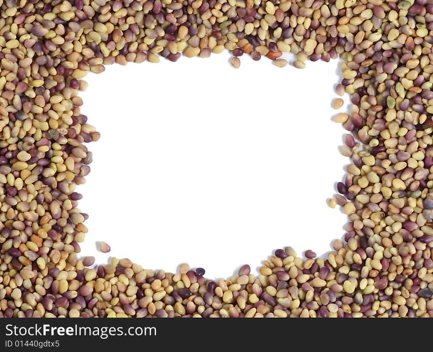 Colorful seeds mixture close-up background frame