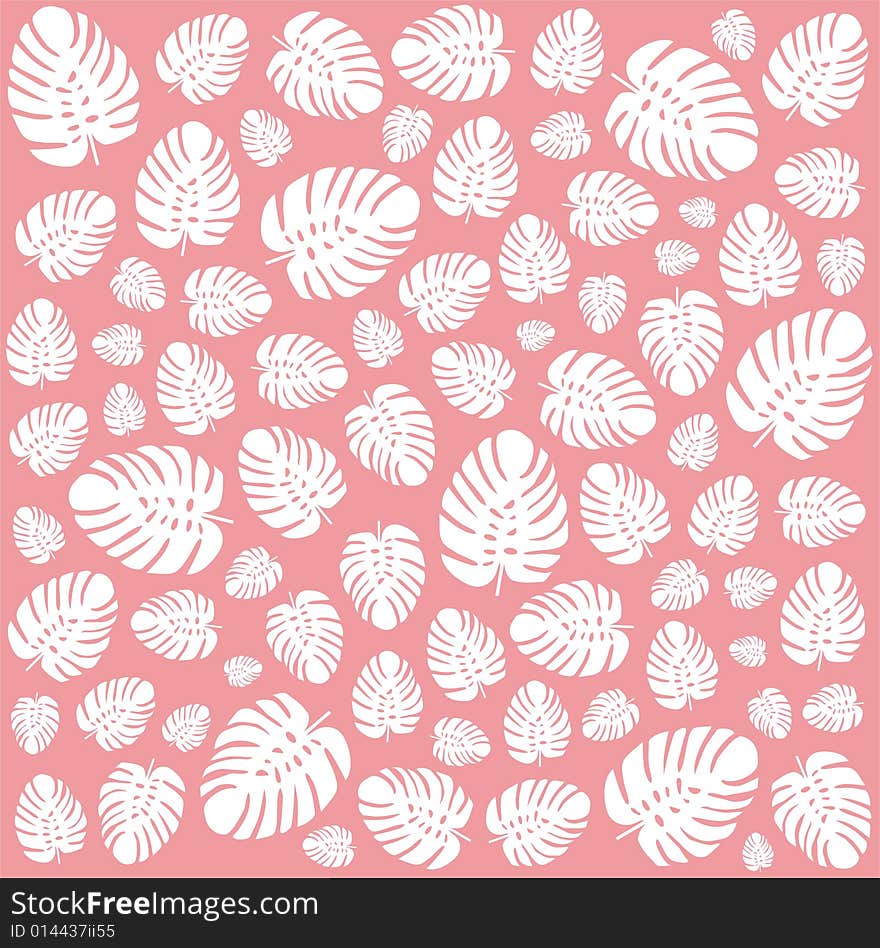 Pink pattern made of philodendron shapes. Pink pattern made of philodendron shapes