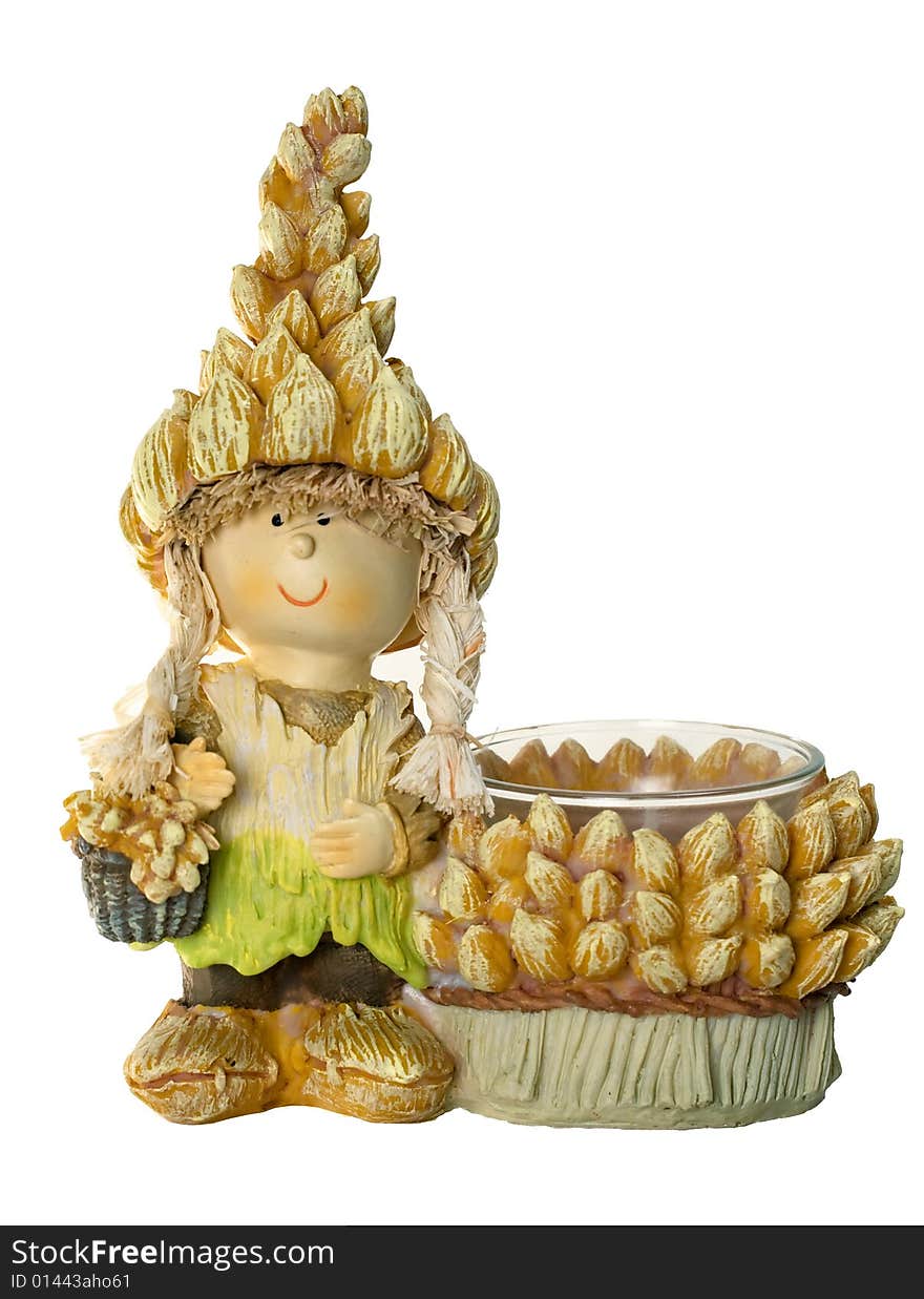 Girl with basket - A candle holder. Girl with basket - A candle holder