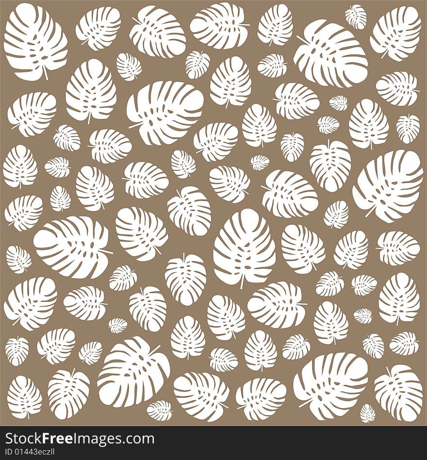 Brown pattern made of philodendron shapes. Brown pattern made of philodendron shapes