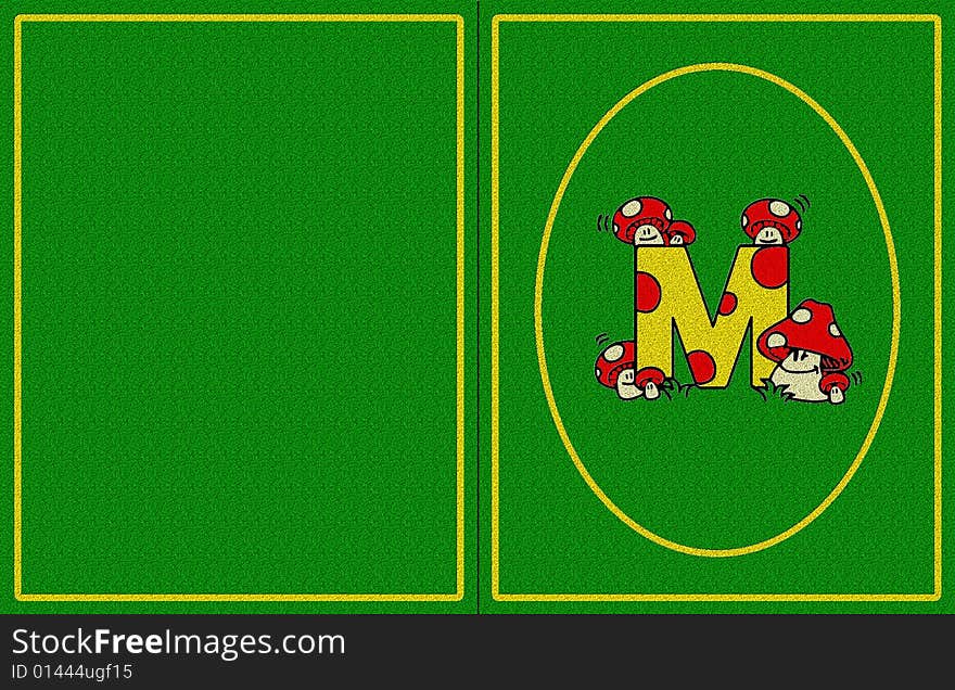 A funny layout for cards with the M letter and some muschrooms. A funny layout for cards with the M letter and some muschrooms