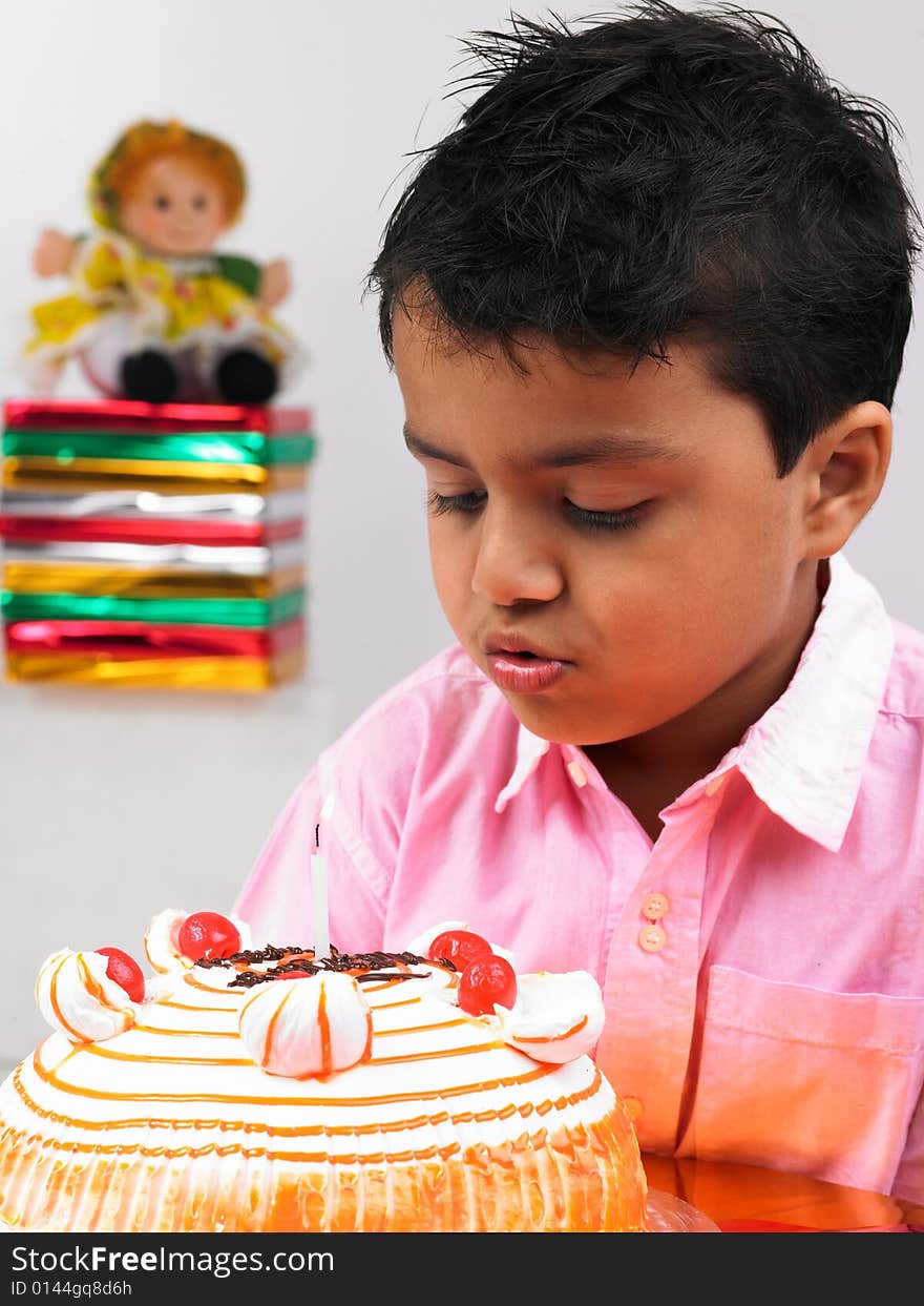 Asian boy celebrating