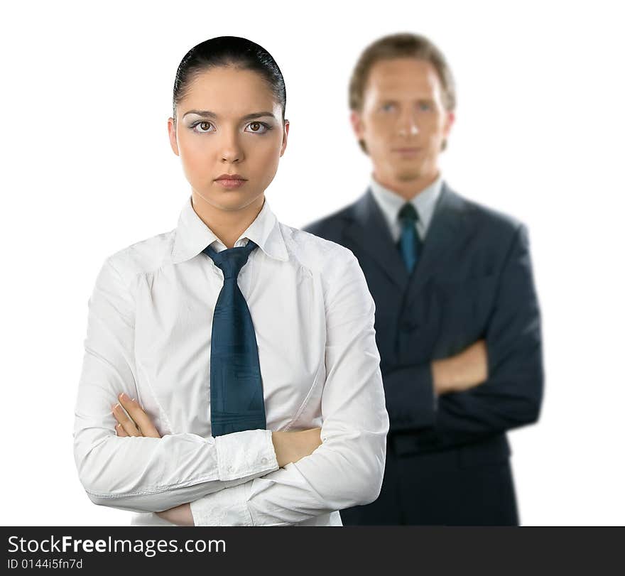 Businesswoman And Man On White Background